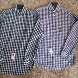 PRONTO UOMO: Two Checked Dress Shirts (NWT:Two-for-one), Neck Size: 14.5